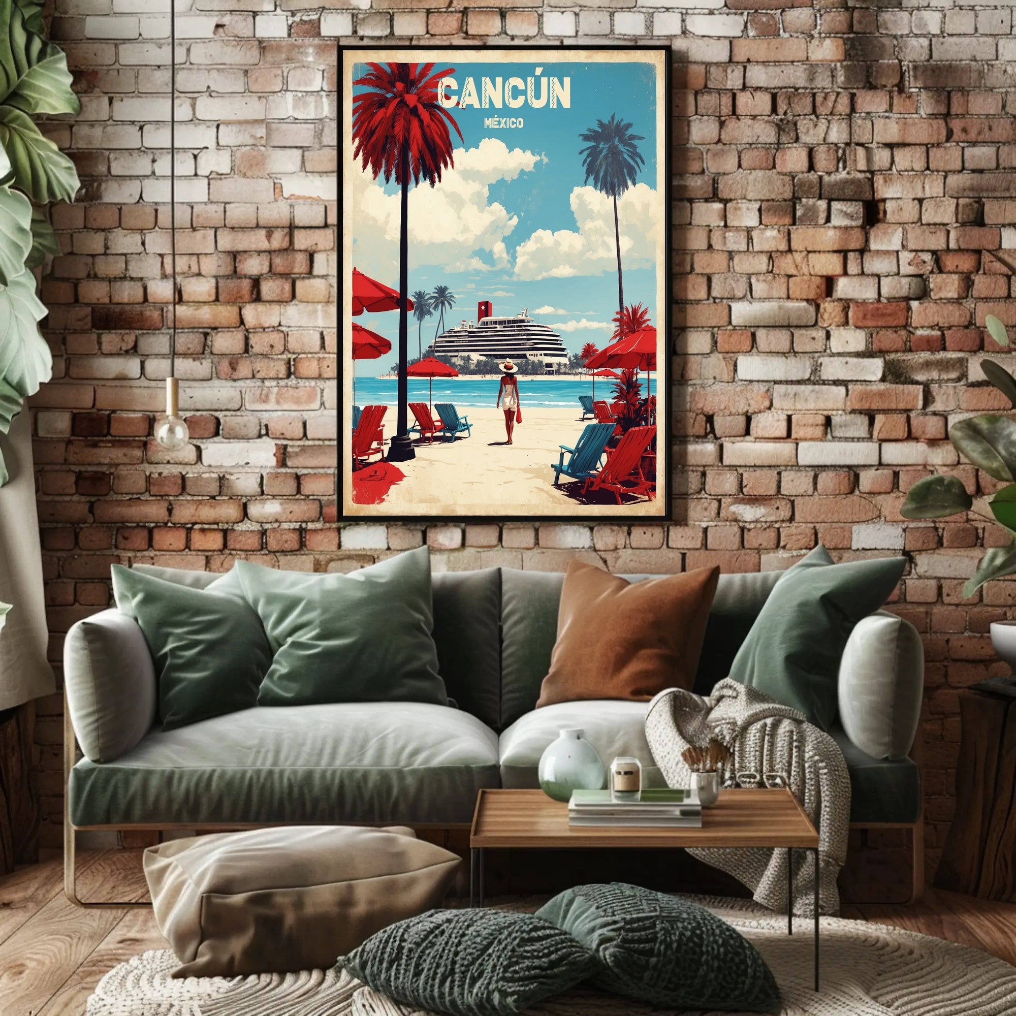 Cancún Retro Beach Travel Poster
