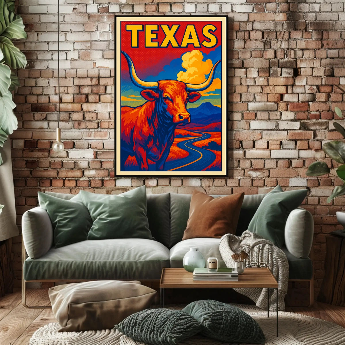 Texas Longhorn Landscape Poster