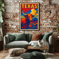 Texas Longhorn Landscape Poster
