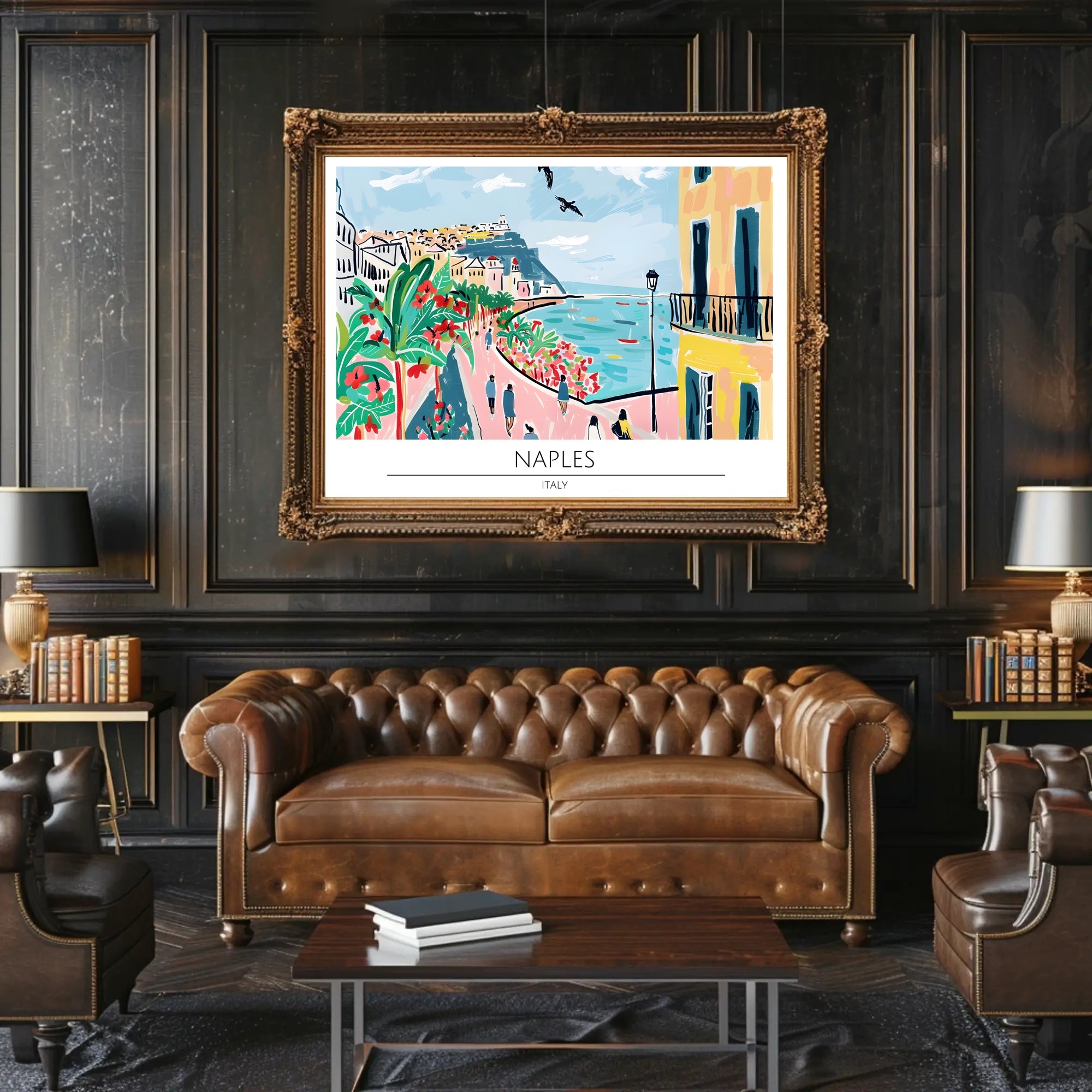 Vibrant Naples Seaside Poster PosterGoat