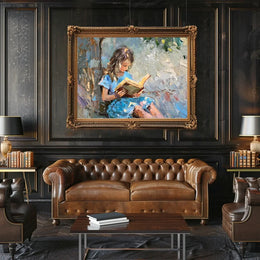 Serene Girl Reading Impressionist Art Poster