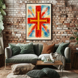 Vibrant Cross And Flag Poster