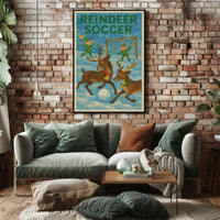 Reindeer Soccer Festive Fantasy Art Poster