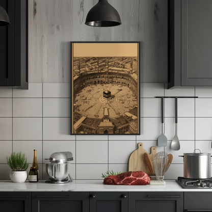 Aerial Kaaba At Mecca Vintage Travel Poster