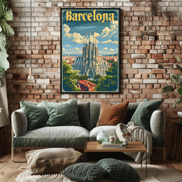 Sagrada Família Travel Poster: Vintage Urban Charm
