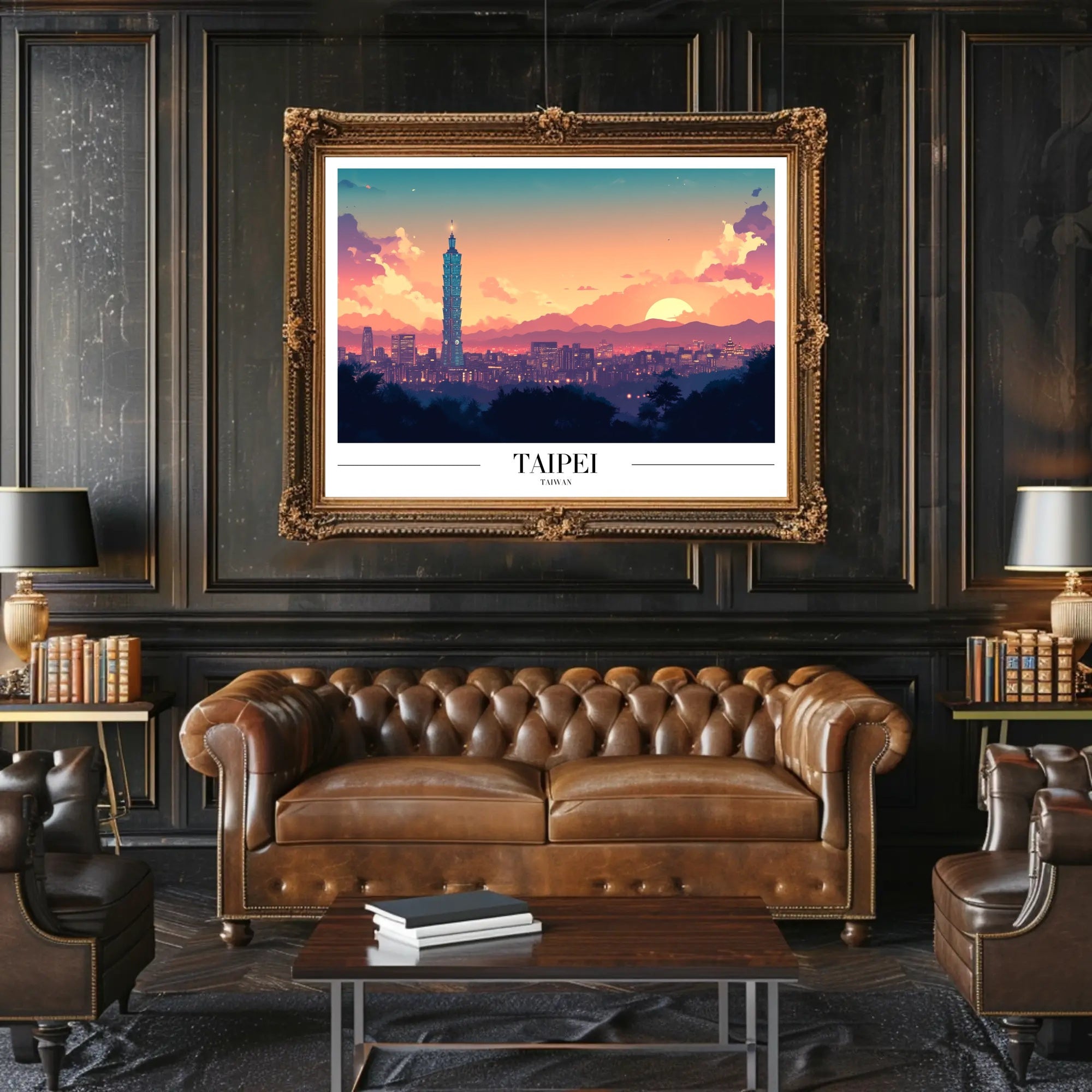 Taipei Skyline Sunset: Urban or Cityscape Poster