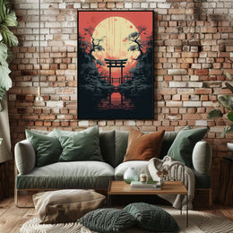 Moonlit Torii Gate Poster PosterGoat