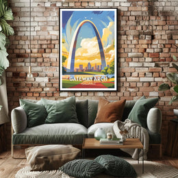 Gateway Arch Travel Poster Vintage Style Print