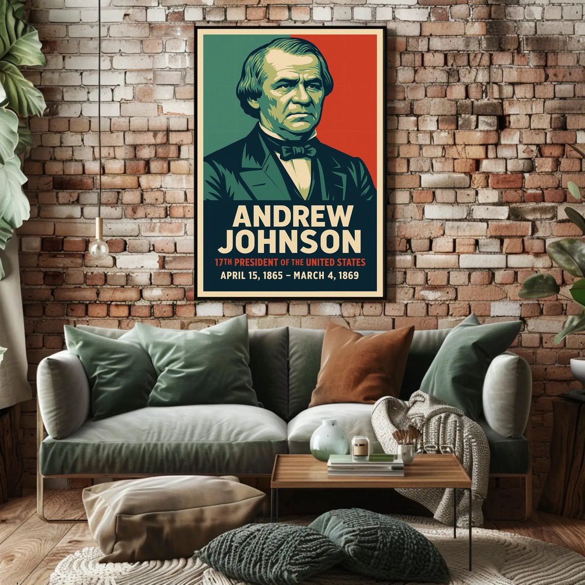 Andrew Johnson 17th President Collectors Lithograph Poster