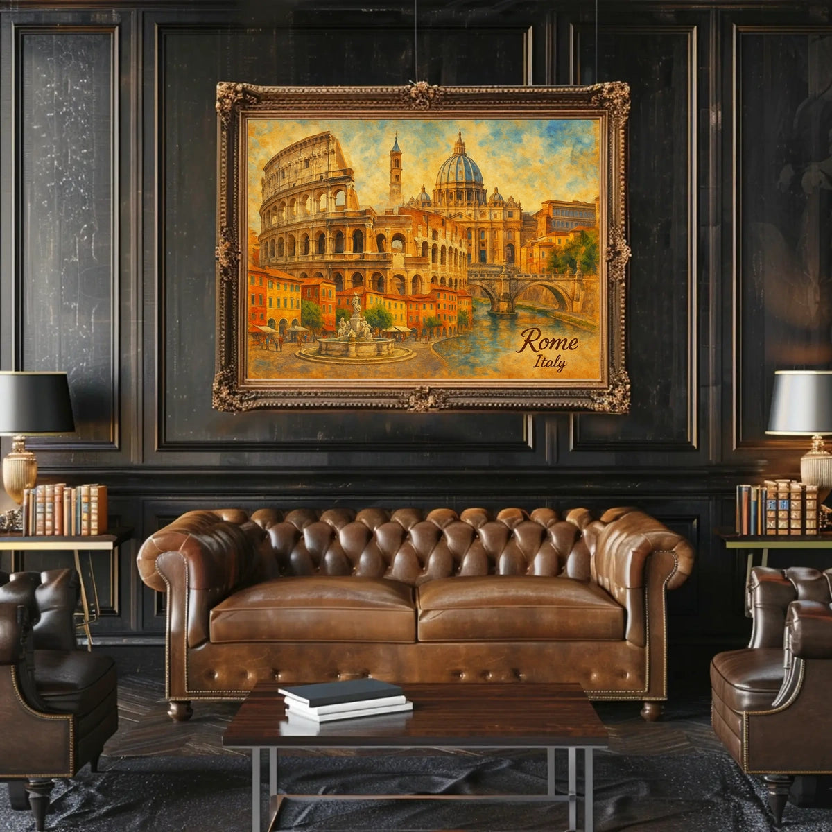 Rome Cityscape Italy Travel Watercolor Realism Heritage Architecture Wanderlust Decor Poster