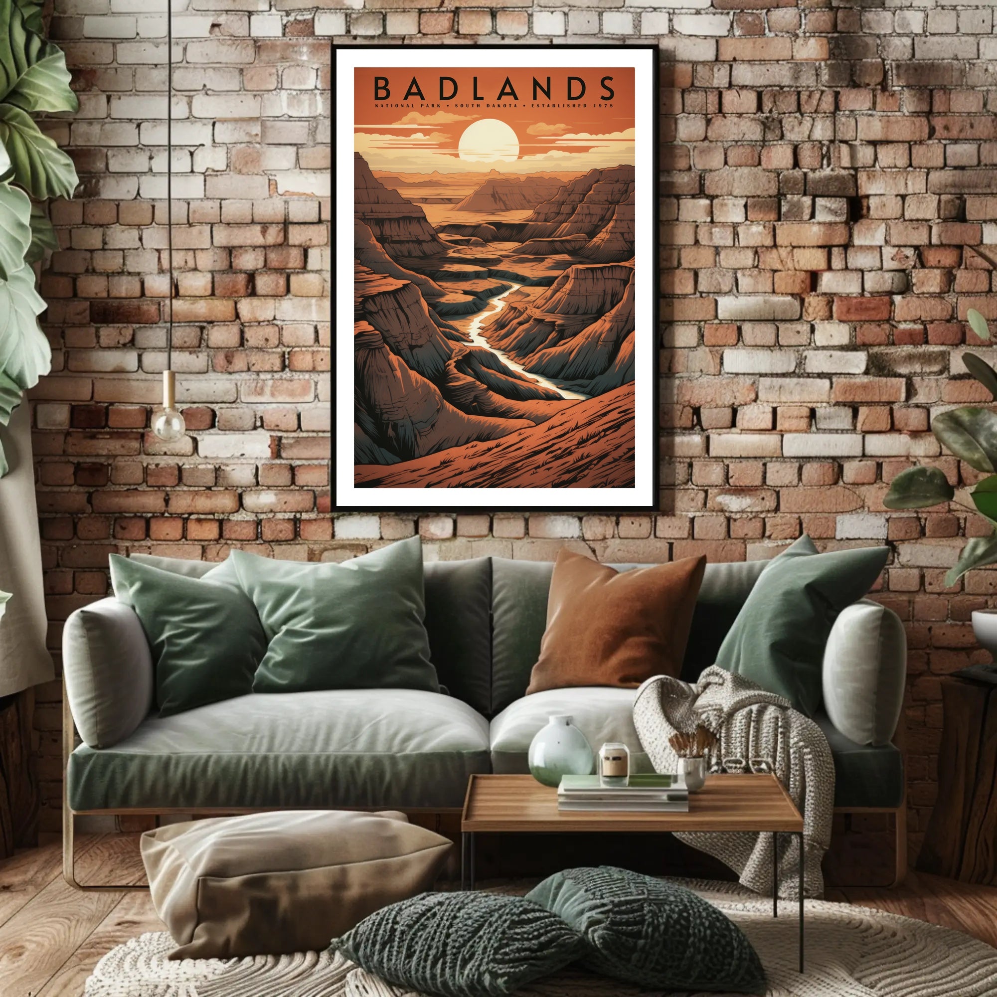 Badlands National Park Travel Poster Vintage Wall Art
