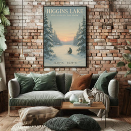 Higgins Lake Winter Serenity Ice Fishing Travel Poster