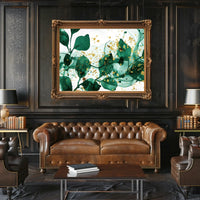 Abstract Elegance in Green and Gold Poster
