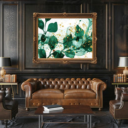 Abstract Elegance in Green and Gold Poster