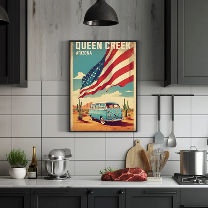 Queen Creek Arizona Vintage Travel Poster Artwork