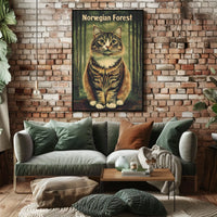 Norwegian Forest Cat Portrait Art Print Decor Poster
