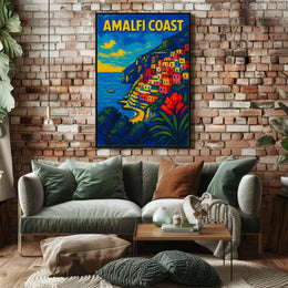 Amalfi Coast Poster Wall Art 18x24 Coastal Landscape
