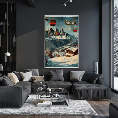 Val Gardena Italy Ski Resort Winter Travel Poster