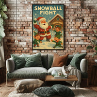 Festive Vintage Santa and Elves Christmas Poster