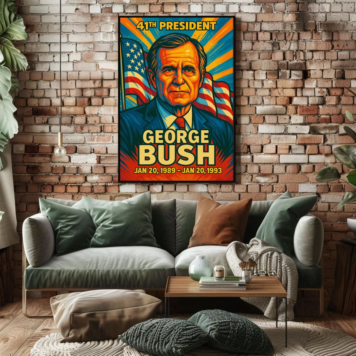 George H. W. Bush 41st President of the United States Colorful Comic Book Style Poster