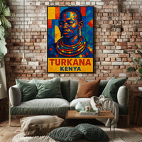 Turkana Kenya Vibrant Mosaic Art Poster