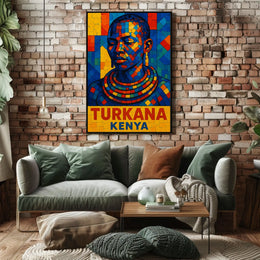 Turkana Kenya Vibrant Mosaic Art Poster