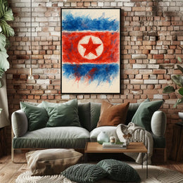 Abstract North Korean Flag Abstract Poster