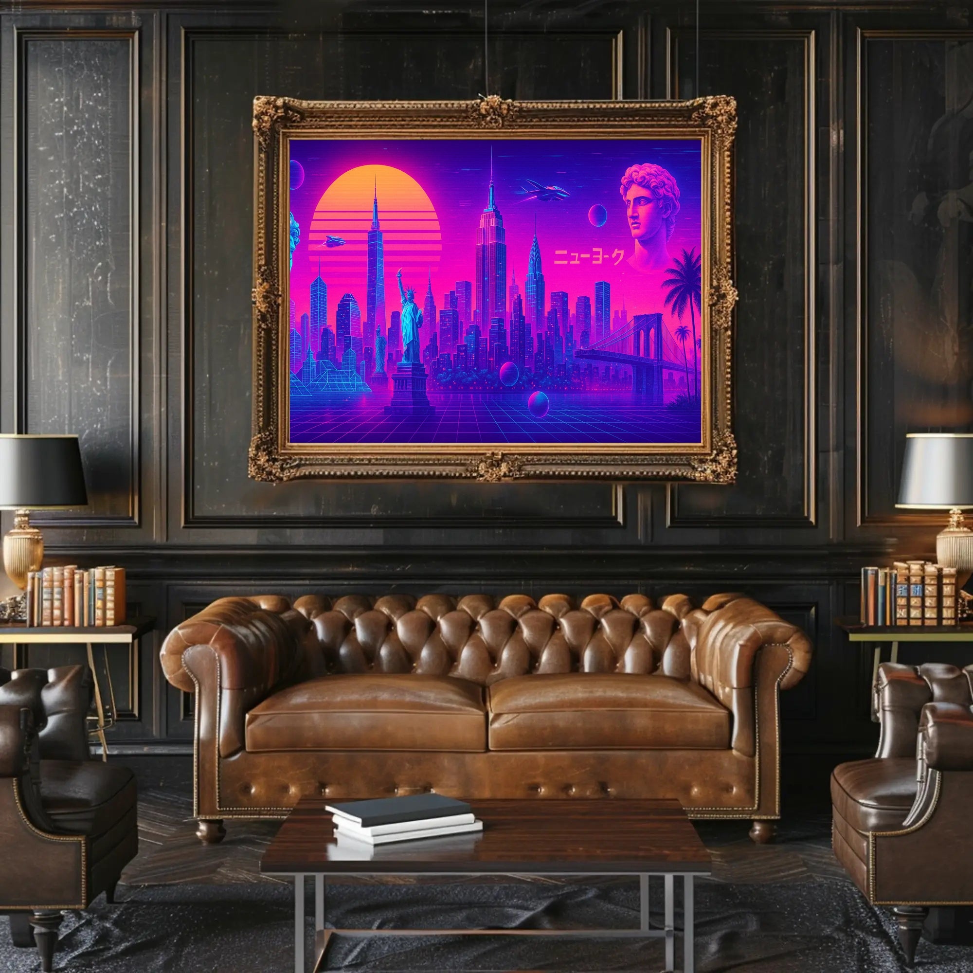 Neon New York Retro Futurism Poster Art Print