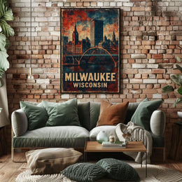 Milwaukee Vintage Architecture Skyline Collectors Poster