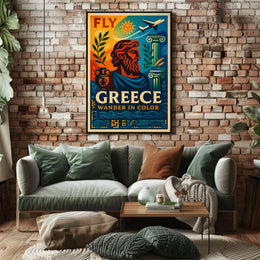 Fly To Greece Wander In Color Poster
