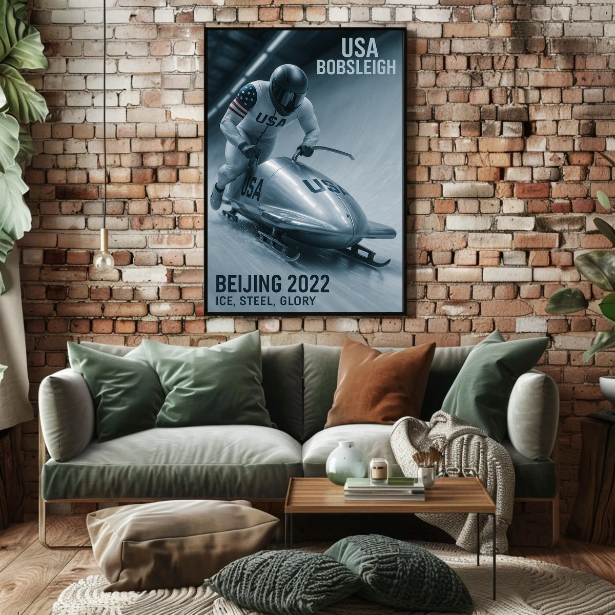 Beijing 2022 USA Bobsleigh Poster