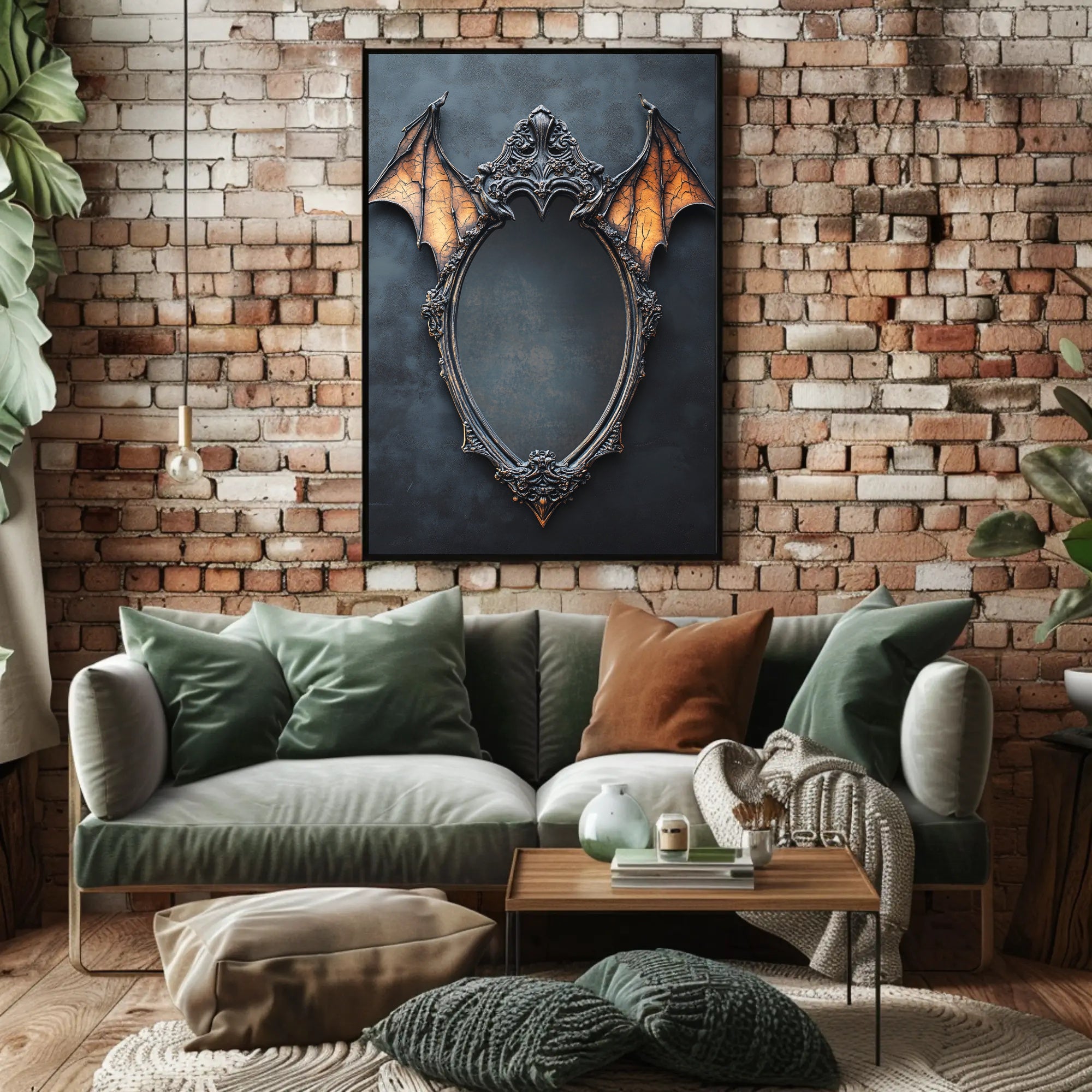 Gothic Mirror With Bat Wings Poster