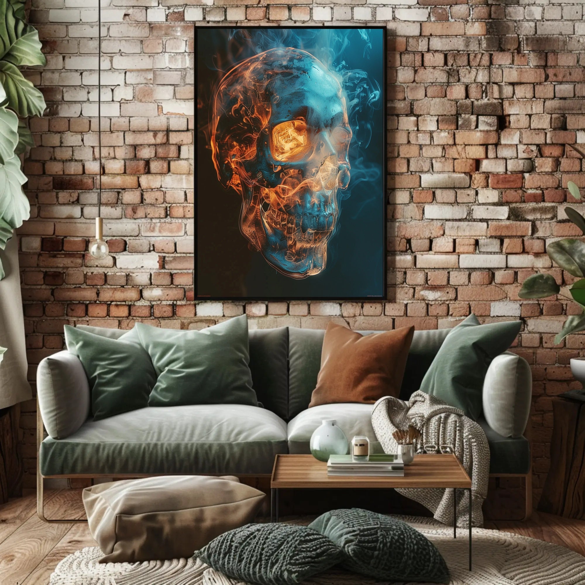 Fiery Skull Art Poster PosterGoat