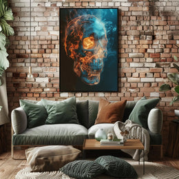 Fiery Skull Art Poster PosterGoat