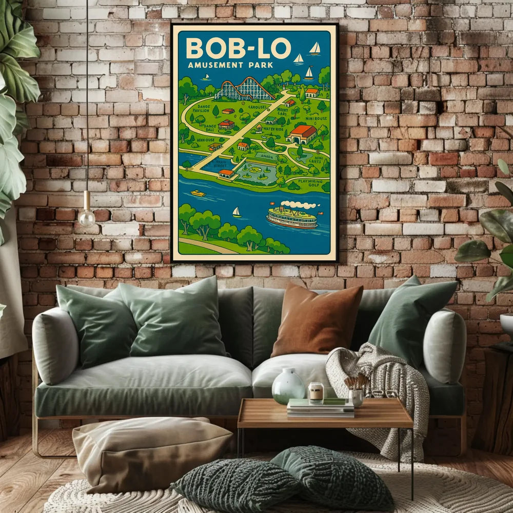Retro Amusement Park Abstract Art Poster