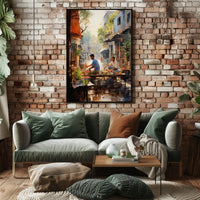 Vibrant Street Market Scene in Urban Locale Cultural Poster