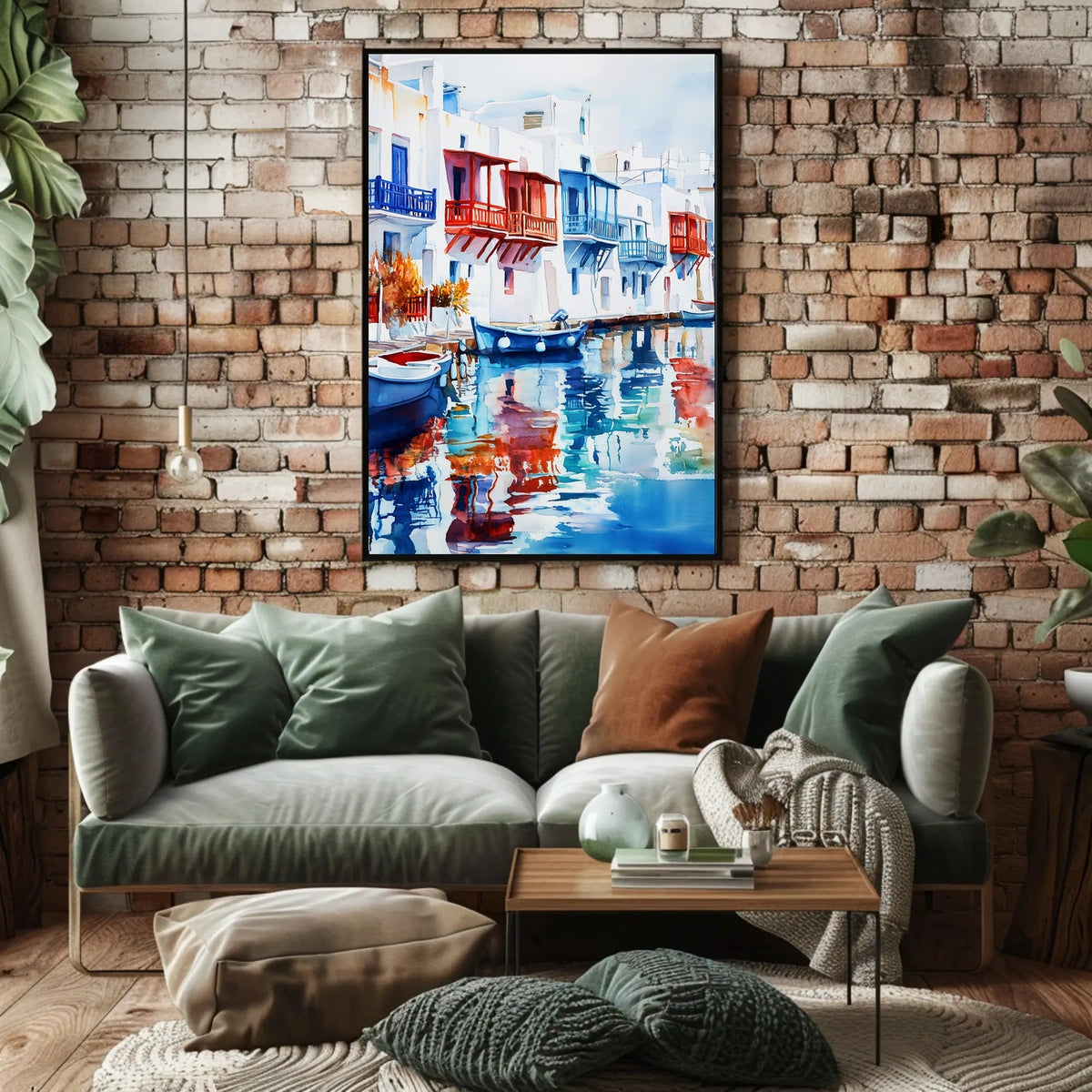 Greece Mykonos Colorful Waterfront Poster