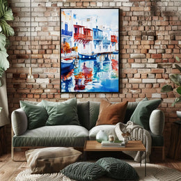 Greece Mykonos Colorful Waterfront Poster