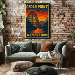 Cedar Point Adventure: Vintage Travel Poster