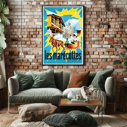 Les Marécottes Scenic Winter Travel Poster PosterGoat