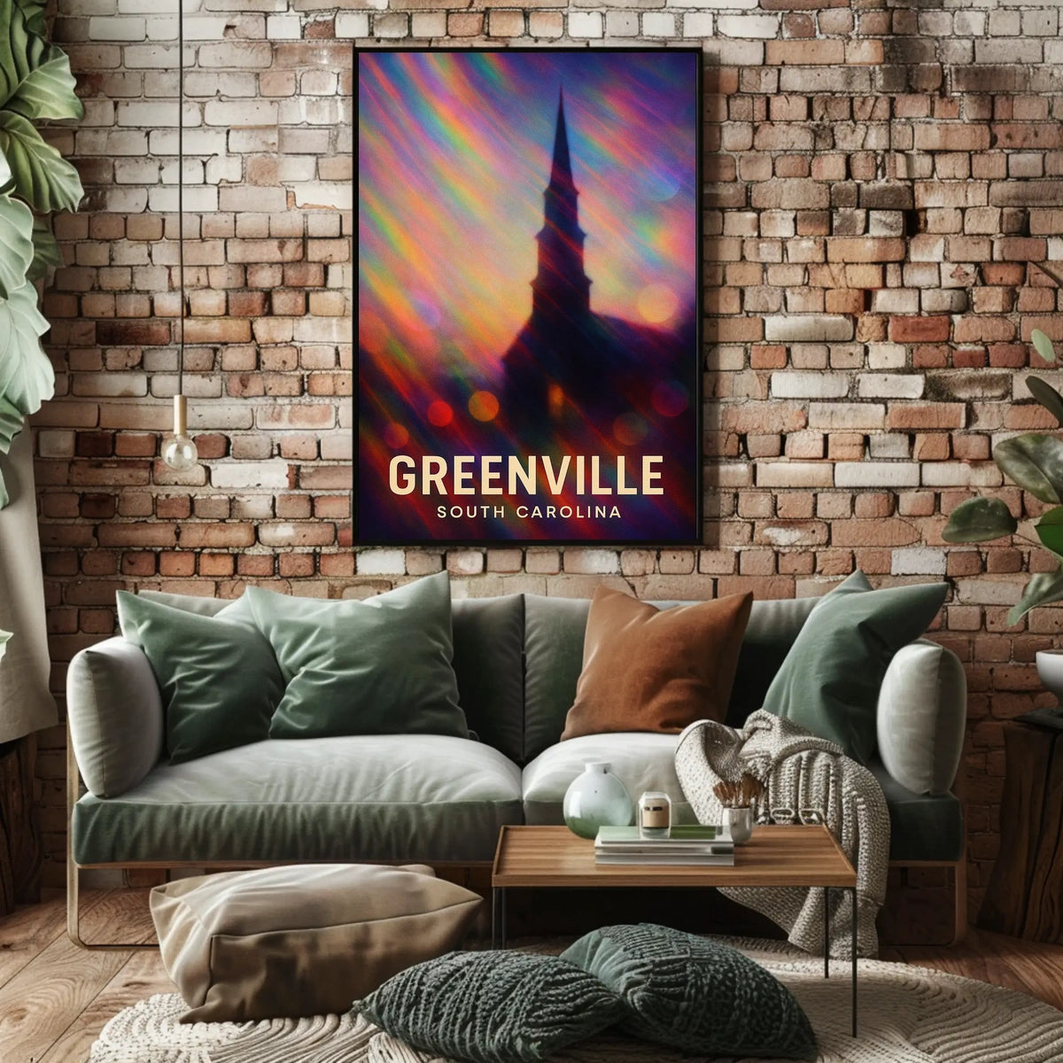 Greenville Skyline Digital Painting Wanderlust Poster
