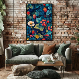 Botanical Strawberry Art Print: Abstract or Artistic Poster