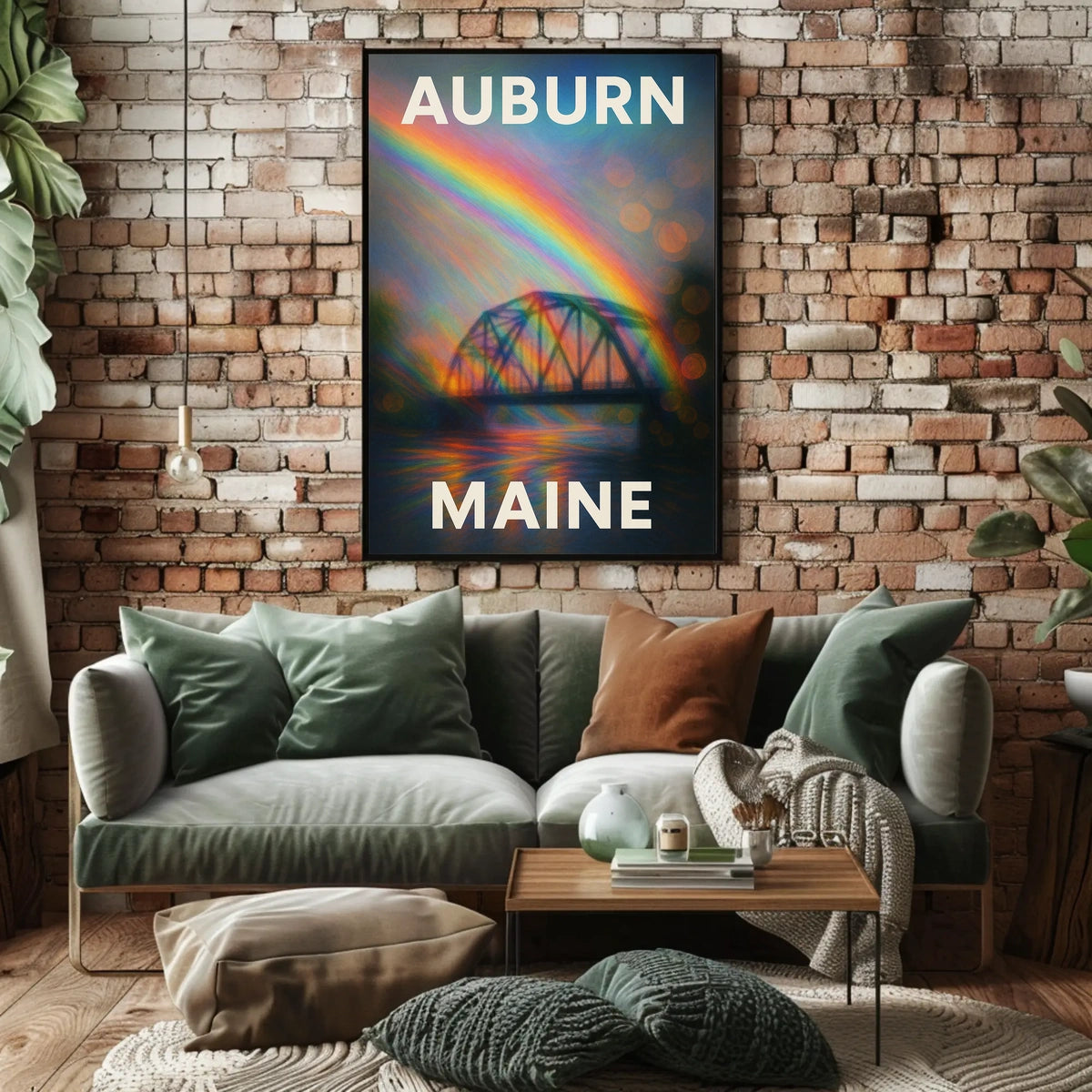 Auburn Maine Rainbow Bridge Photography Wanderlust Poster