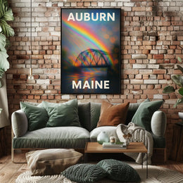 Auburn Maine Rainbow Bridge Photography Wanderlust Poster
