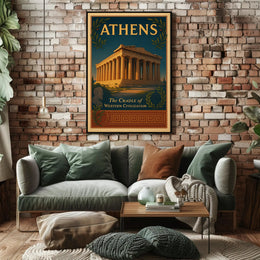 Athens Parthenon Vintage Illustration Cultural or Heritage Poster