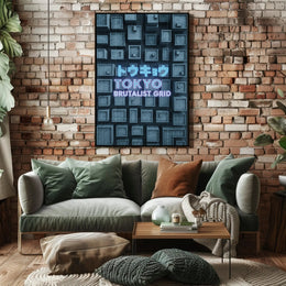 Tokyo Brutalist Grid Modern Urban Cityscape Poster