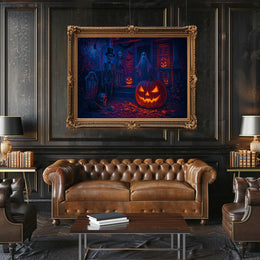 Haunted Halloween Night Gothic Digital Painting Dramatic Mood Wall Art Decor Lovers Poster