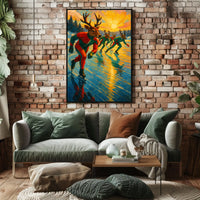 Reindeer Speed Skating on Surreal Frozen Lake