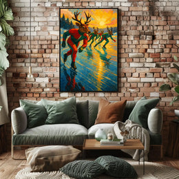 Reindeer Speed Skating on Surreal Frozen Lake