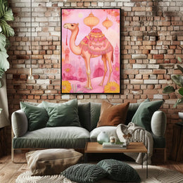 Dreamy Desert Camel Poster Vintage Travel Wall Art